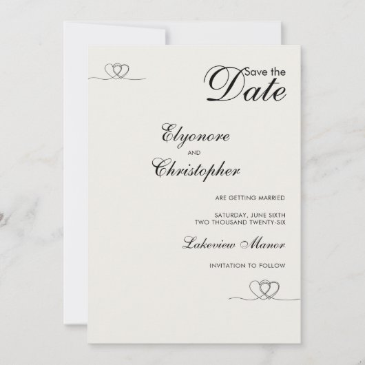 Ivory Modern Chic Wedding Save The Date Einladung (Vorderseite)