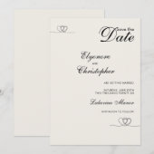 Ivory Modern Chic Wedding Save The Date Einladung (Vorne/Hinten)