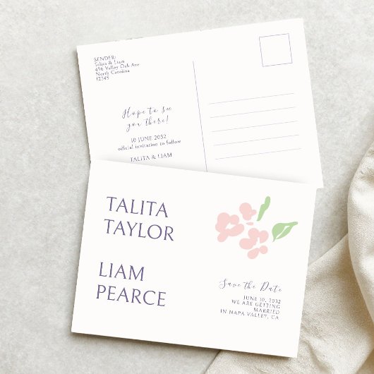 Ivory | Modern Minimal Floral Wedding Postkarte