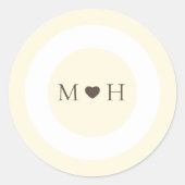 Ivory Modern Monogram Heart Wedding Favor Runder Aufkleber (Vorderseite)