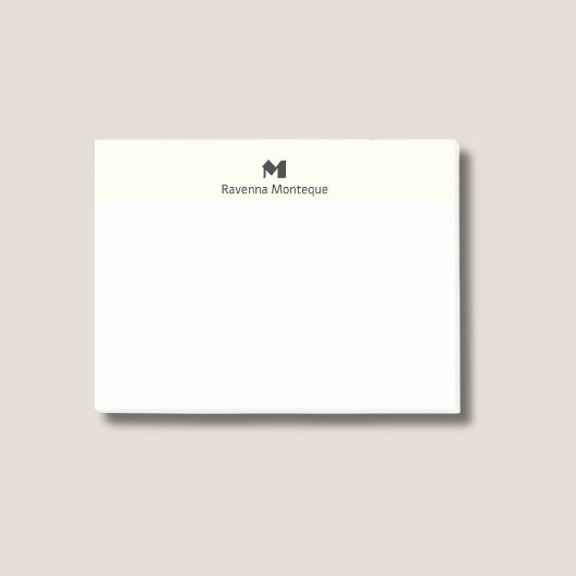 Ivory Modern Personalized Name Letter Monogram Post-it Klebezettel