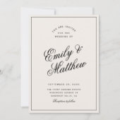 Ivory Modern Script Wedding Invitation Einladung (Vorderseite)