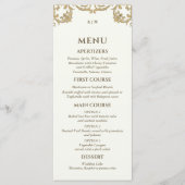 Ivory Monogram Baroque Christian Wedding Menu Menükarte (Vorderseite)