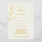 Ivory Monogram Botanical Minimalist Gold Folieneinladung (Vorderseite)