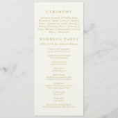 Ivory Monogram Botanical Minimalist Wedding  Programm (Rückseite)