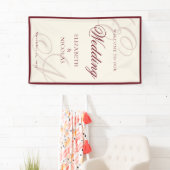 Ivory Monogram Calligraphy Wedding Welcome Banner (Insitu)