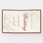 Ivory Monogram Calligraphy Wedding Welcome Banner (Horizontal)