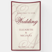 Ivory Monogram Calligraphy Wedding Welcome Banner (Vertikal)