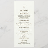 Ivory Monogram Pearl Christian Wedding Menu Menükarte (Vorderseite)