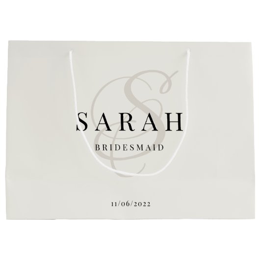 Ivory Monogram Personalisiert Bridesmaid Große Geschenktüte (Rückseite)