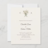Ivory monogrammed floral green wedding invitation (Vorderseite)