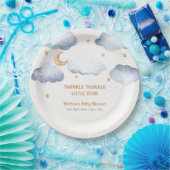 Ivory Moon Stars Twinkle Boy Baby Shower Pappteller (Party)