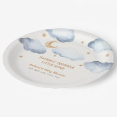 Ivory Moon Stars Twinkle Boy Baby Shower Pappteller (Schrägansicht)