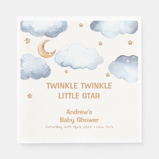 Ivory Moon Stars Twinkle Boy Baby Shower Serviette (Vorderseite)