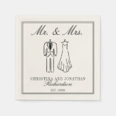 Ivory Mr & Mrs Personalized Old Money Wedding  Serviette (Vorderseite)