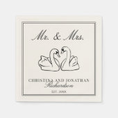 Ivory Mr & Mrs Romantic Swans Old Money Wedding  Serviette (Vorderseite)