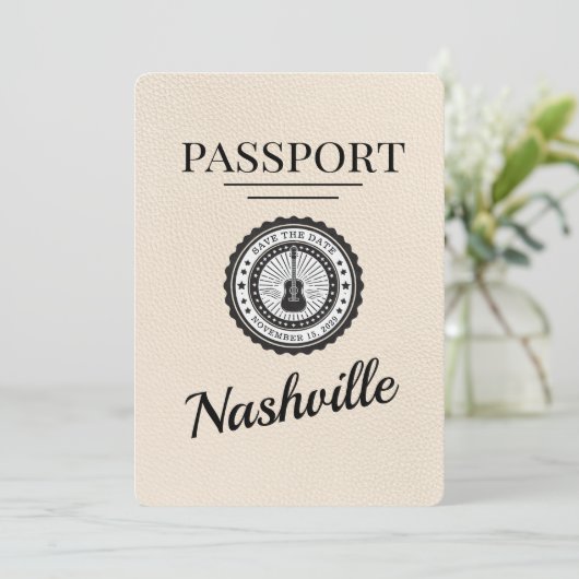 Ivory Nashville Passport Save the Date (Stehend Vorderseite)
