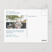 Ivory Navy Blauer Text Frohe Weihnachtsfoto Collag Postkarte (Rückseite)