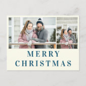 Ivory Navy Blauer Text Frohe Weihnachtsfoto Collag Postkarte (Vorderseite)