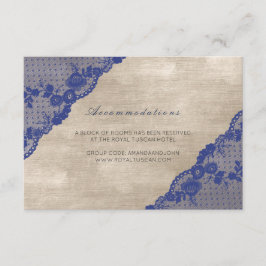 Ivory Navy Blue Lace Wedding Hotel Unterkunft Begleitkarte