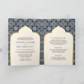 Ivory Navy Blue Pattern All in One Indian Wedding Einladung (Innenseite)