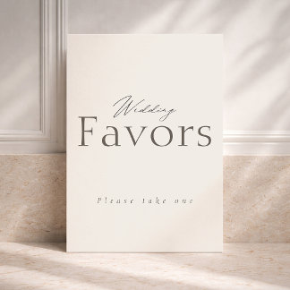 Ivory Neutral Wedding Favor Table Sign Einladung