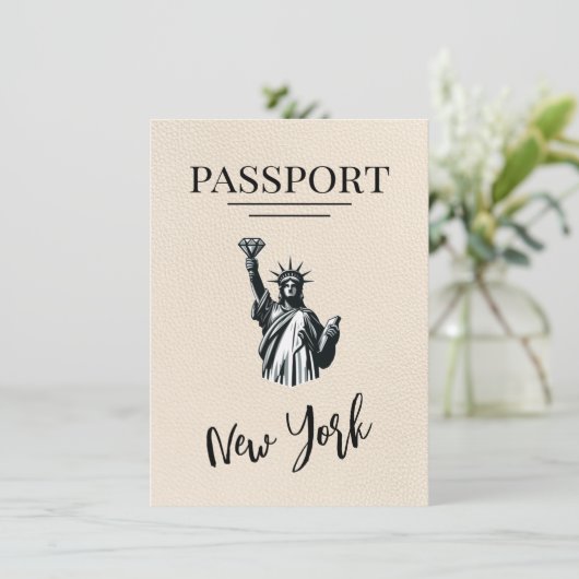 Ivory New York City Passport Save the Date (Stehend Vorderseite)
