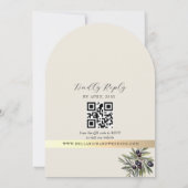 Ivory Olive Arched Photo Monogram Wedding Einladung (Rückseite)