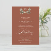 Ivory Olive Branch Monogram Photo Wedding Einladung (Stehend Vorderseite)