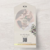 Ivory Olive Photo Monogram Wedding All In One Einladung (Innen Boden)