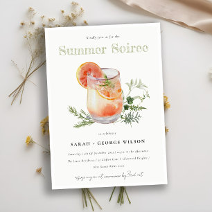 Ivory Orange Summer Soiree Cocktail Pool Party Einladung