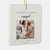 Ivory Our First Christmas As Engaged Photo Keramikornament (Rechts)