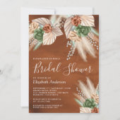 Ivory Palm Earthy Floral Pampas Rust Brautparty Einladung (Vorderseite)