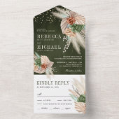 Ivory Palm Earthy Floral Pampas Sage Green Wedding All In One Einladung (Innen Boden)