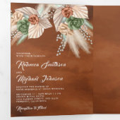 Ivory Palm Earthy Floral Pampas Terracotta Wedding Dreifach Gefaltete Einladung (Innen Erste Seite)