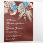 Ivory Palm Pampas Cinnamon Rose All in One Wedding Dreifach Gefaltete Einladung (Innen Erste Seite)
