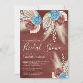 Ivory Palm Pampas Cinnamon Rose Brautparty Einladung (Vorderseite)