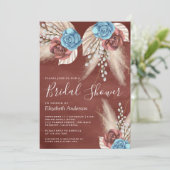 Ivory Palm Pampas Cinnamon Rose Brautparty Einladung (Stehend Vorderseite)