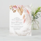 Ivory Pampas Grass Maroon Blush Pink Floral Einladung (Stehend Vorderseite)