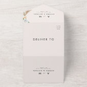 Ivory Pampas Grass Rose & Elegante Script Wedding All In One Einladung (Außenbereich)