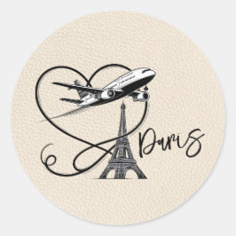 Ivory Paris Passport Runder Aufkleber