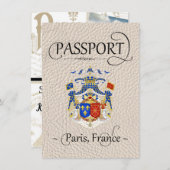 Ivory Paris Passport Save the Date Card (Vorne/Hinten)