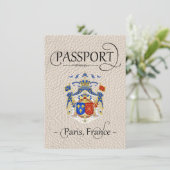 Ivory Paris Passport Save the Date Card (Stehend Vorderseite)