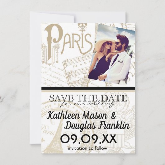 Ivory Paris Passport Save the Date Card (Rückseite)