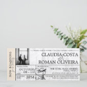 Ivory Paris Wedding Boarding Pass Einladung (Stehend Vorderseite)