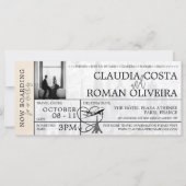 Ivory Paris Wedding Boarding Pass Einladung (Vorderseite)