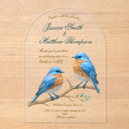 Ivory Pastel Lovebirds Romantische Bluebirds Hochz Acryleinladungen