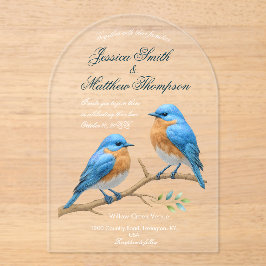 Ivory Pastel Lovebirds Romantische Bluebirds Hochz Acryleinladungen