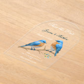 Ivory Pastel Lovebirds Romantische Bluebirds Hochz Acryleinladungen (Ablage )