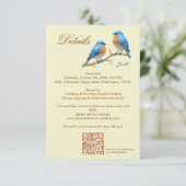 Ivory Pastel Lovebirds Romantische Bluebirds Hochz Begleitkarte (Stehend Vorderseite)